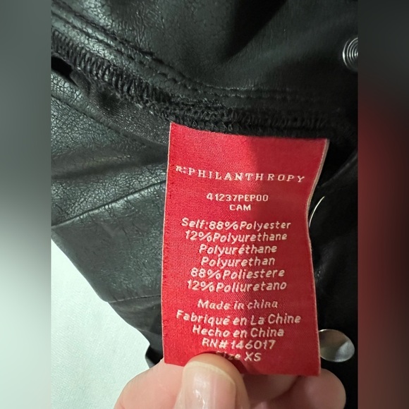 philanthropy xs Freja black faux leather overalls wide leg elastic end punk‌‌ - Picture 14 of 16